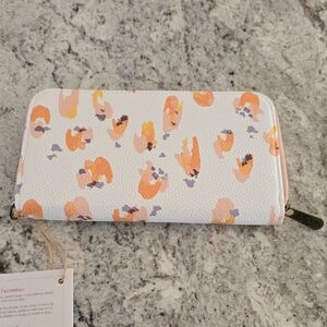 Thirty-One White and Orange Patterned Key & Card Holder